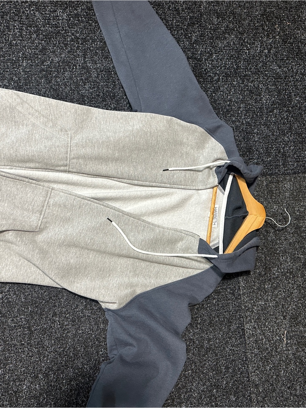 H&M Two-Tone Zip Hoodie in Heather Gray and Navy